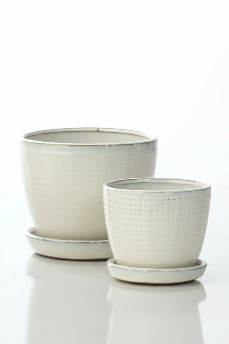 Alfresco Aida Check Petits Pots Saucer Small White