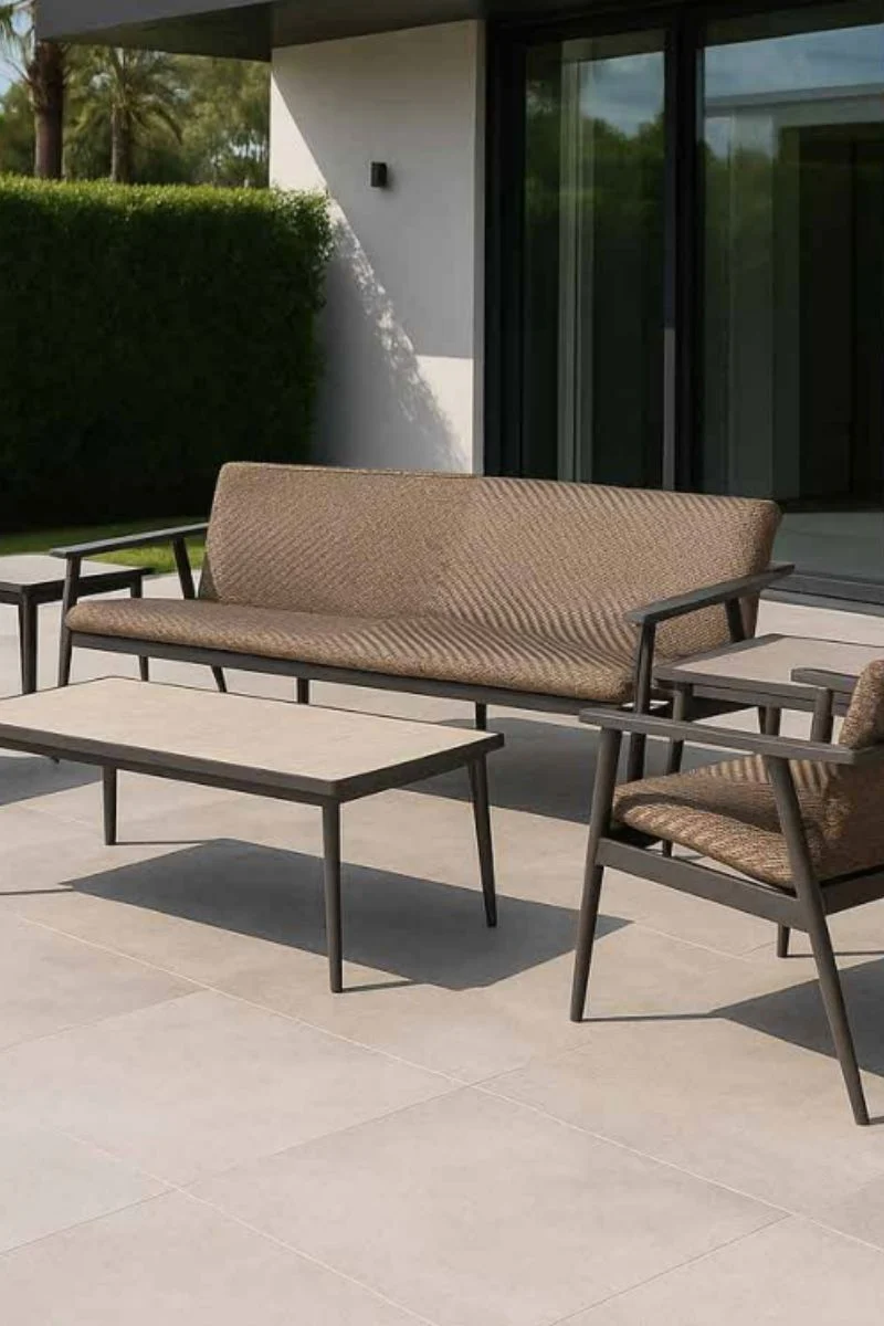 Alfresco Newport Deep Seating Sofa with Cushion 77"x30" Java Sabbie
