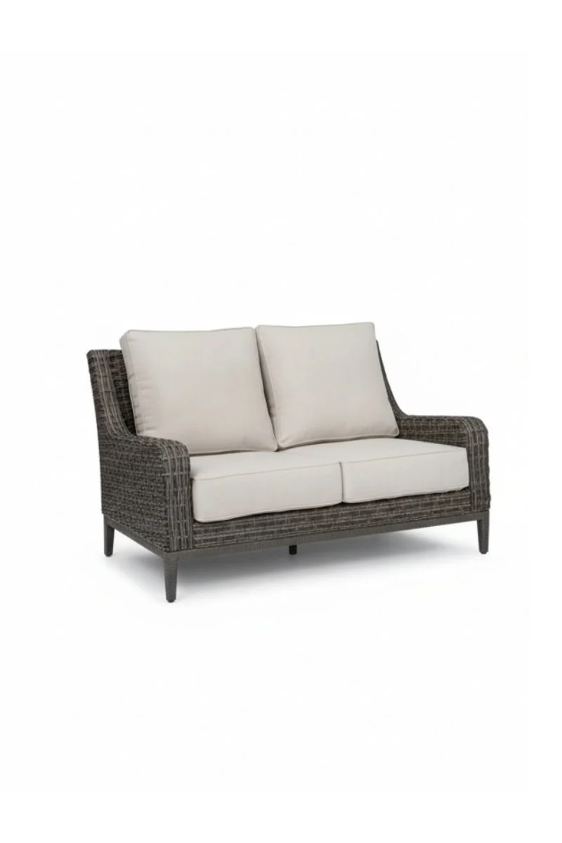 Alfresco Skytop Love Seat with Cushion Sunbrella Cast Silver - Image 2