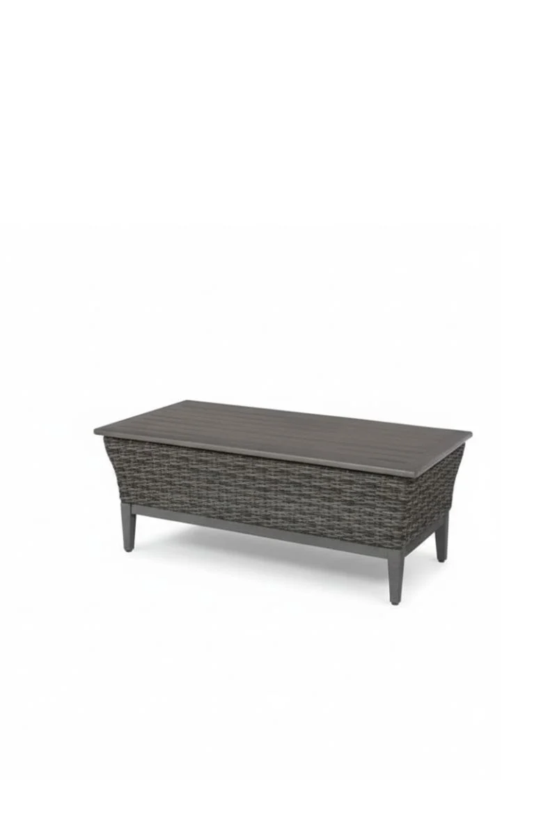 Alfresco Skytop Rectangle Coffee Table 47"x24" Wicker & Aluminum Slate - Image 2