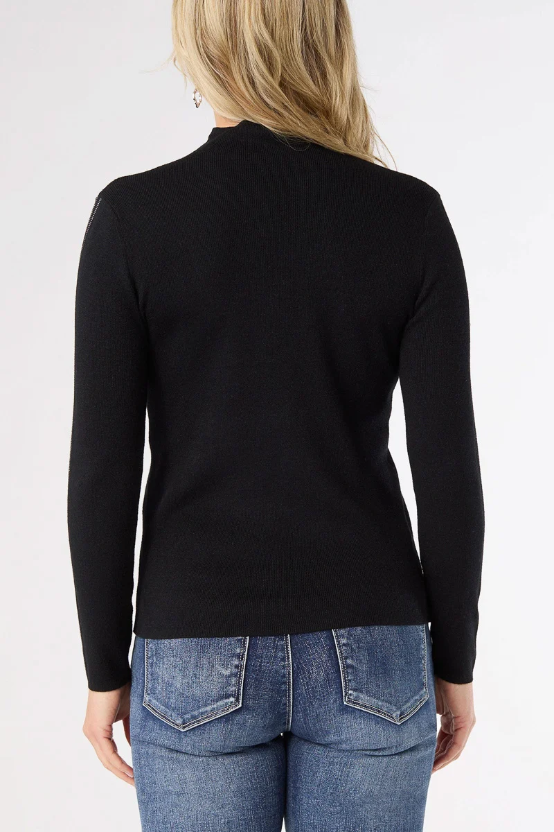 Ataya Sweater with Stripe Sparkle Sleeve Black XS - Image 2