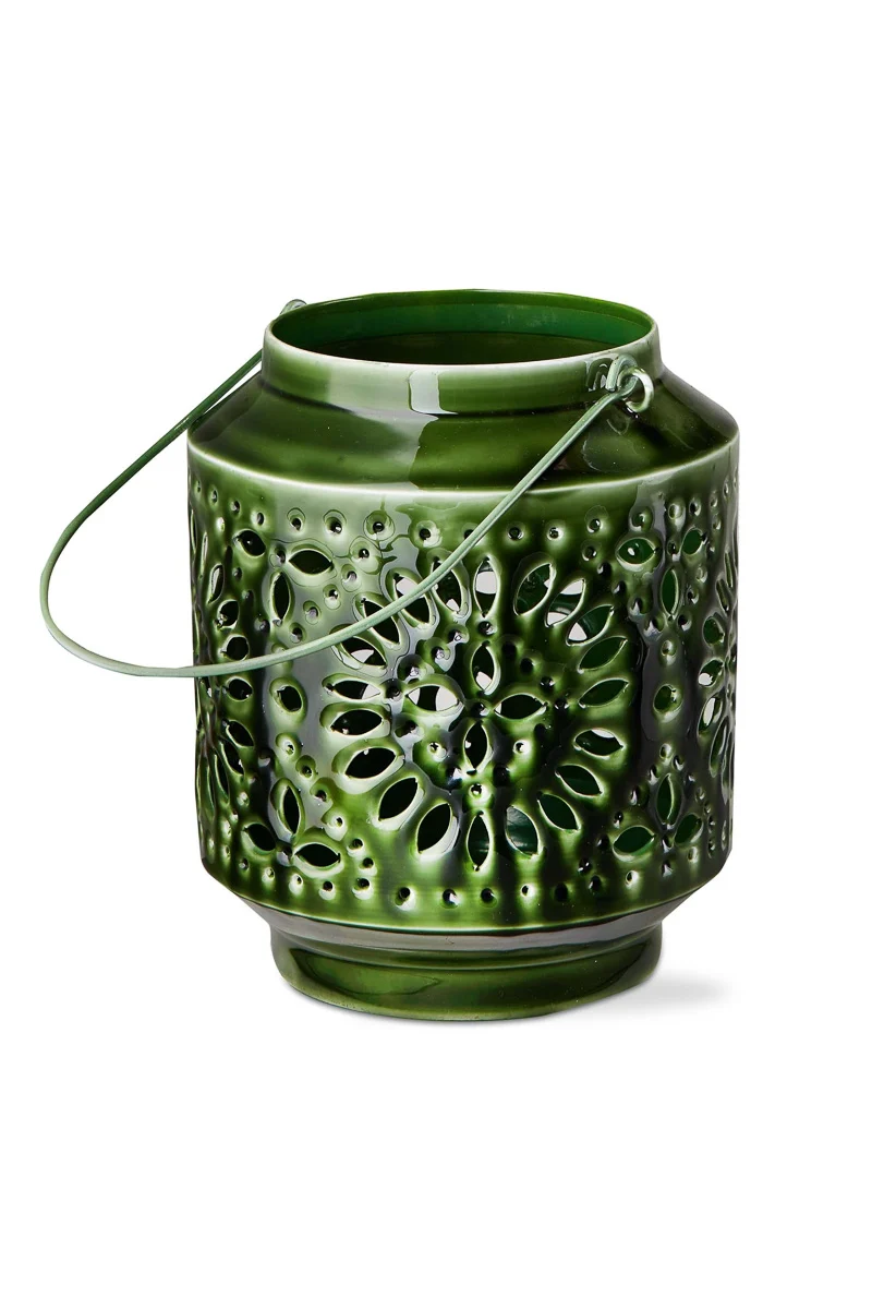 Aura Lantern Enamel & Metal Medium Green