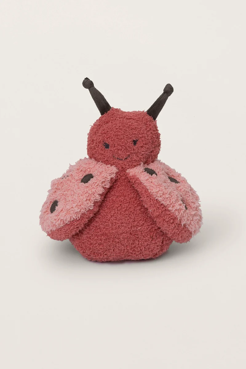 Barefoot Dreams Cozy Chic Love Bug Buddie Toy Vermillion Coral - Image 2