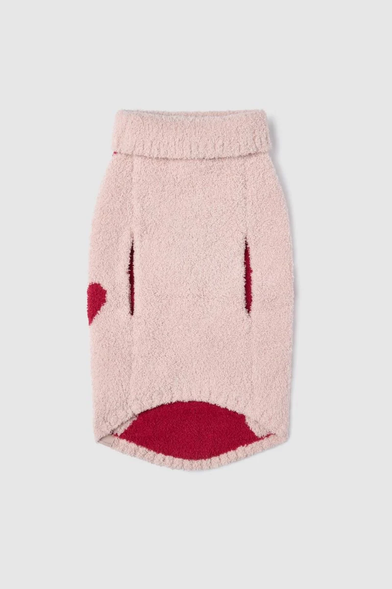 Barefoot Dreams Cozychic Heart Print Pet Sweater X Large Dusty Rose-Cherry - Image 4