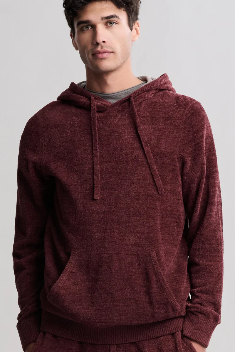 Barefoot Dreams Mens CozyChic Ultra Lite Hoodie Large Deep Aubergine - Image 3