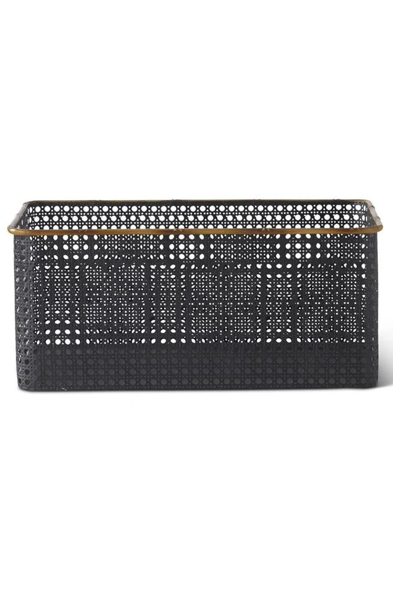 Punched Metal Rectangular Nesting Basket Large Black