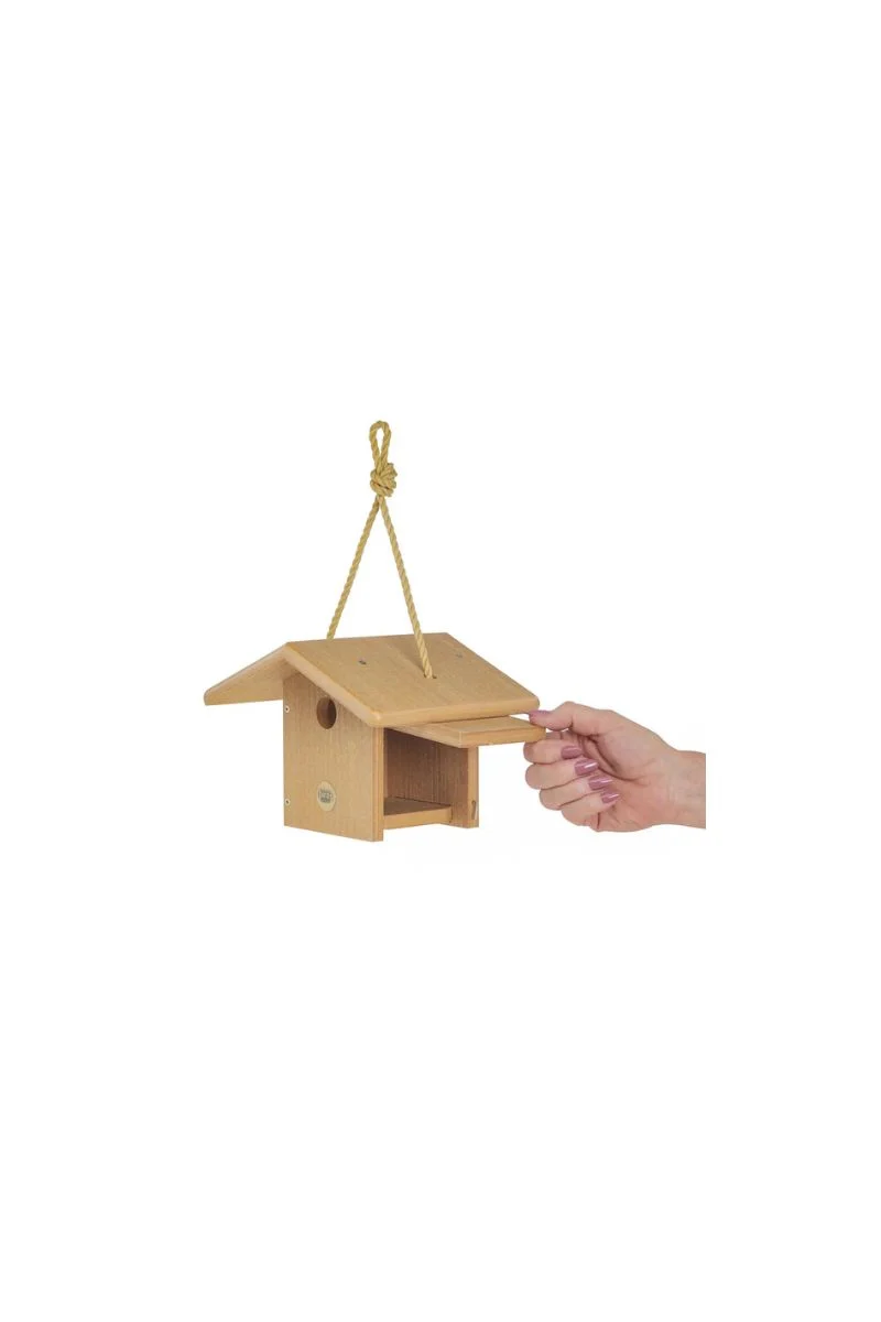 Birds Choice Modern Farmhouse Hopper Feeder Small Natural Teak - Image 2