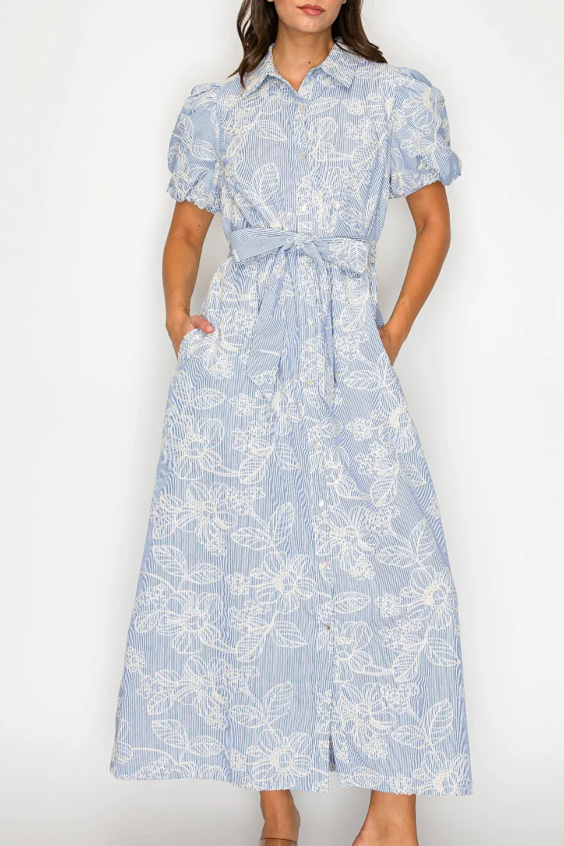 Bluebell Garden Stripe Midi Dress Medium
