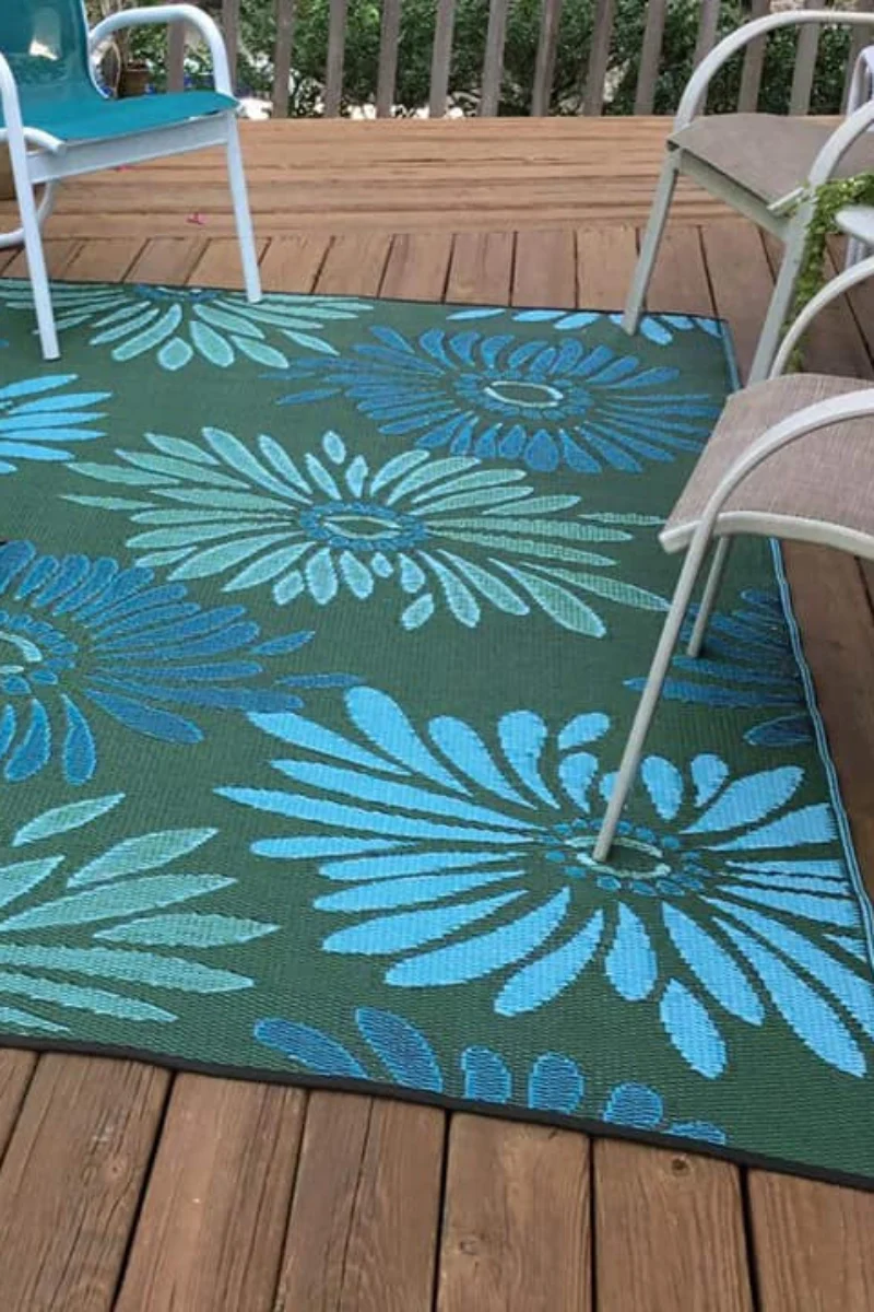 Border Concepts Daisy Outdoor 4'x6' Mat Aqua Green - Image 2