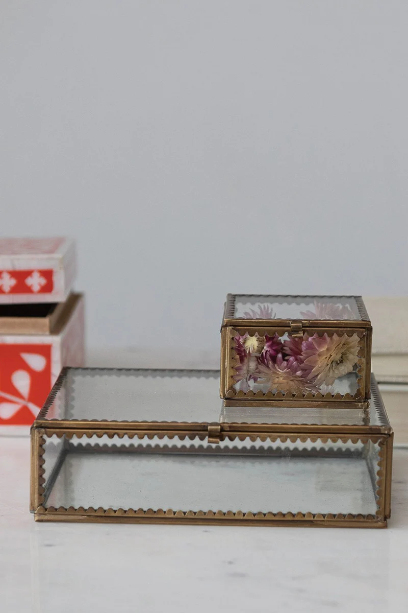 BOX BRASS & GLASS DISPLAY