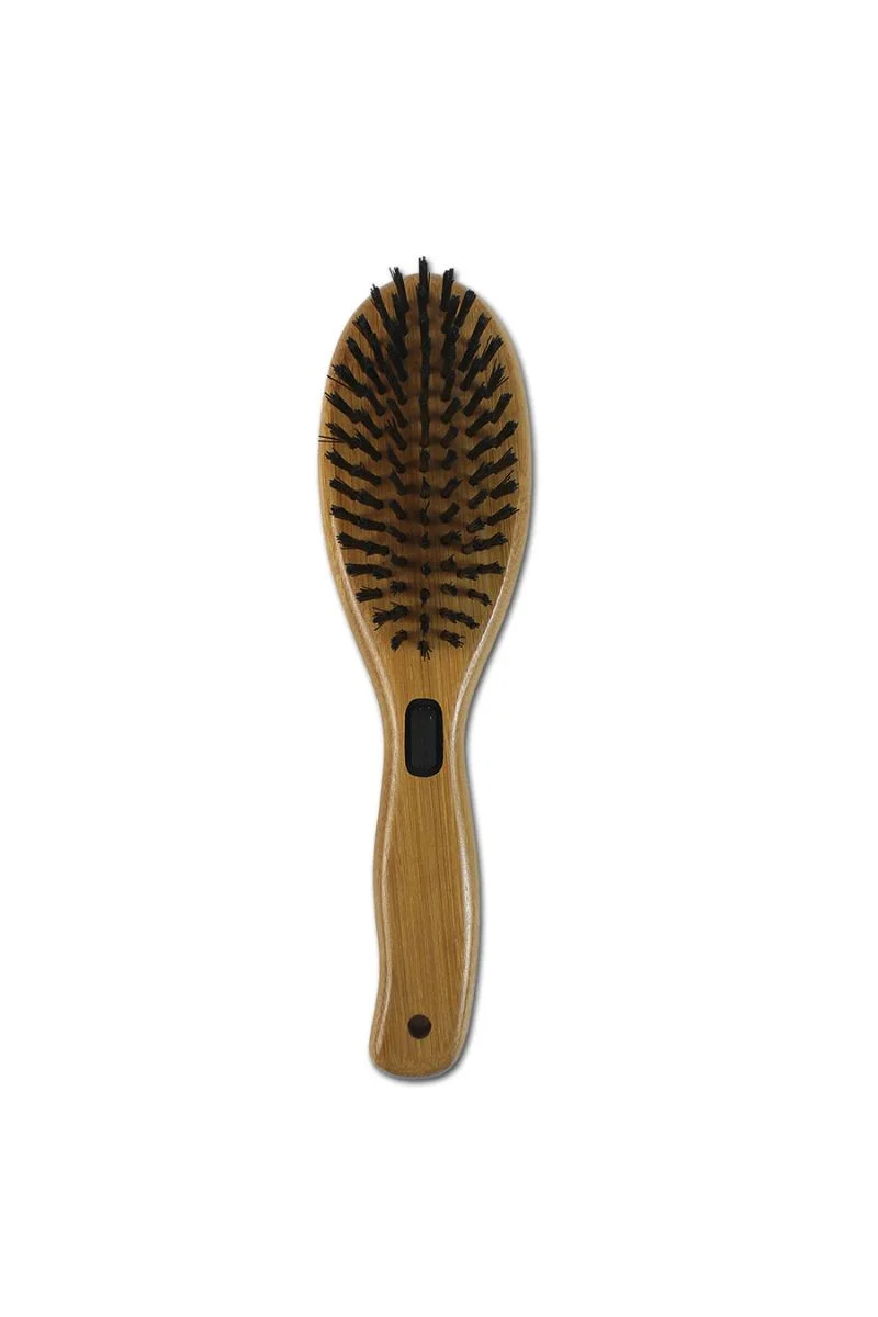 Bamboo Groom Combo Brush with Bristles & Stainless Steel Pins Large - Image 3