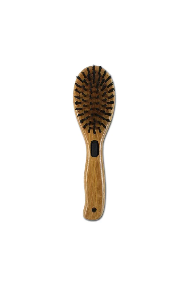 Bamboo Groom Combo Brush with Bristles & Stainless Steel Pins Small/Medium - Image 2