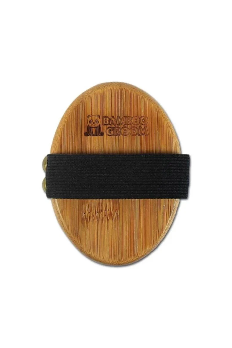 Bamboo Groom Curry Brush with Rubber Bristles - Image 2
