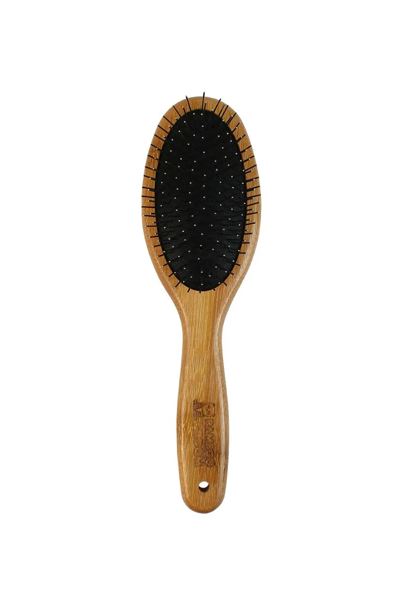 Bamboo Groom Oval Pin Brush with Stainless Steel Pins Large - Image 2