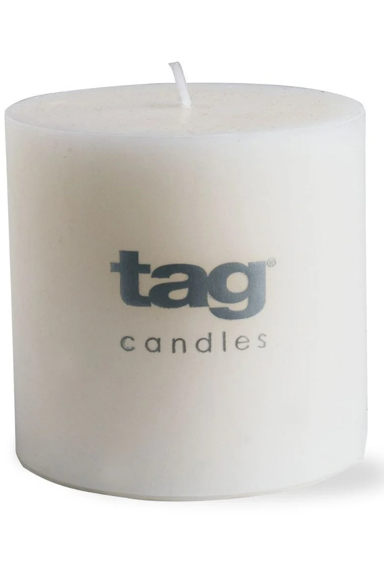 Tag Chapel Pillar Candle 3" x 3" White