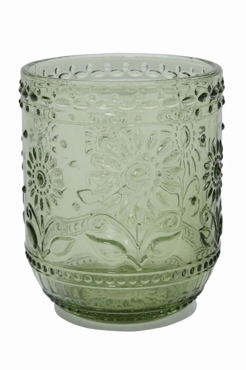Embossed Drinking Glass Green