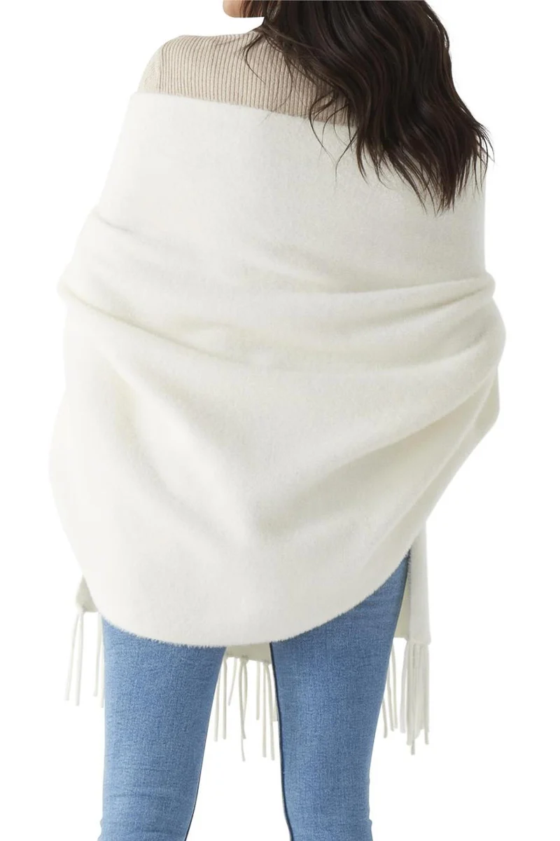 Plush Cape with Sleeves Ivory - Image 2