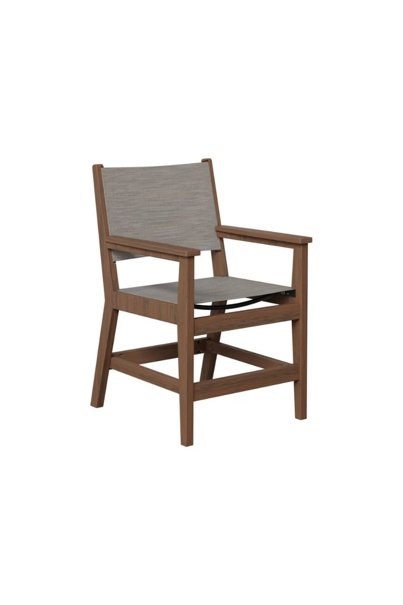 Berlin Gardens Mayhew Sling Dining Chair Elevation Stone on Brazilian Walnut - Image 2