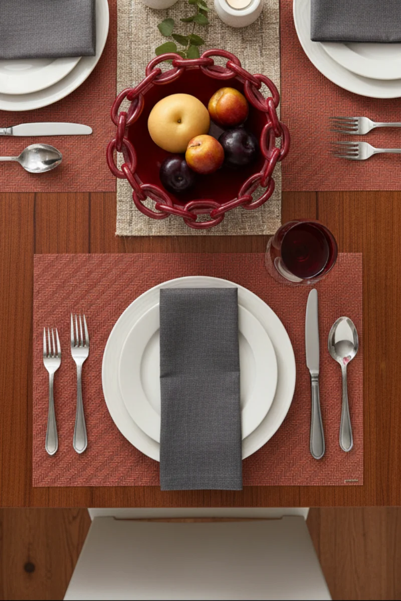 Chilewich Foxtail Placemat Rectangle 14"x19" Raspberry - Image 2
