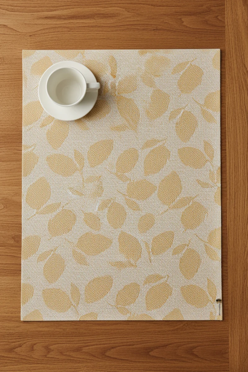 Chilewich Lemon Leaves Placemat Rectangle 14"x19" Goldenrod