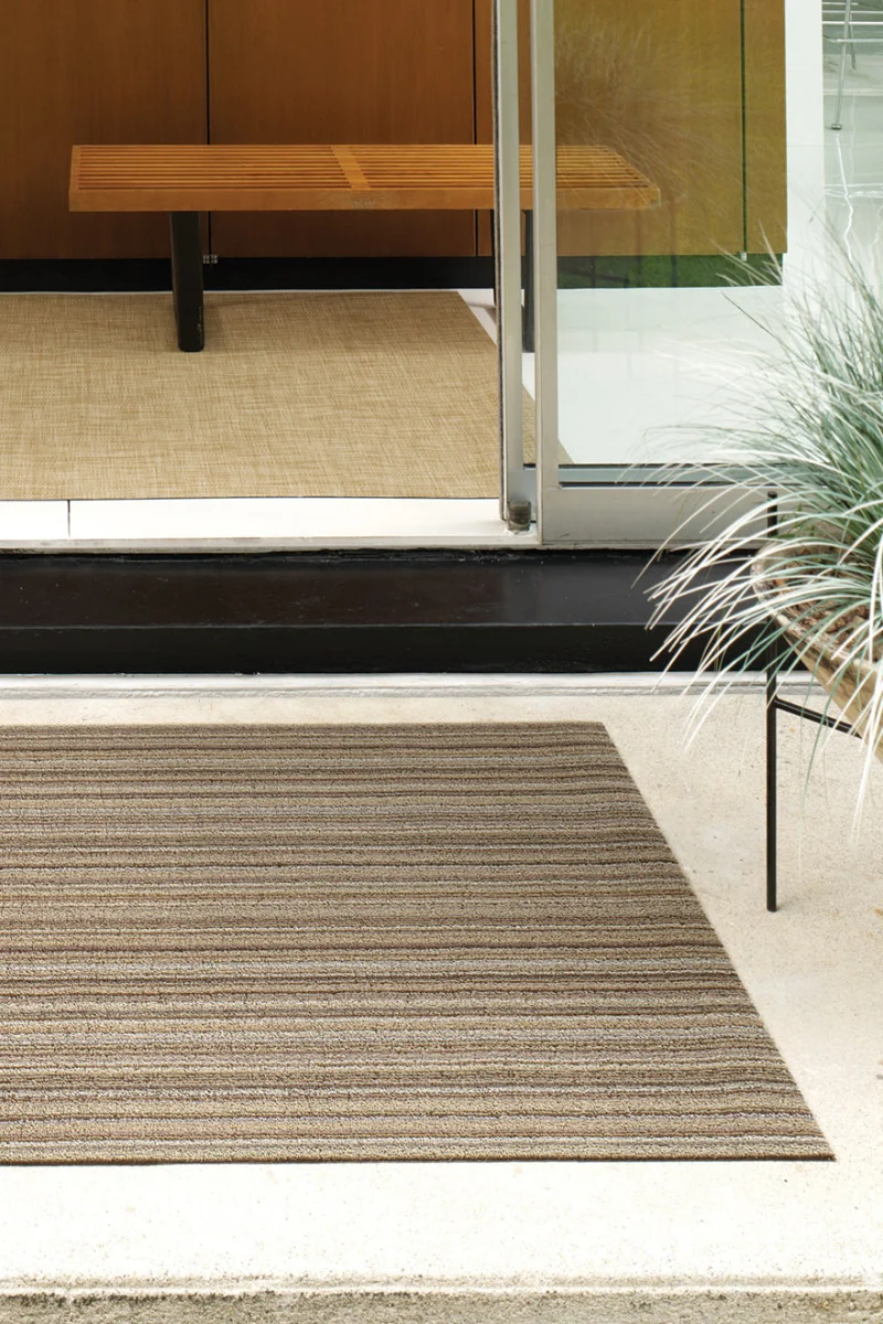 Chilewich Skinny Stripe Shag Big Mat 36"x60" Mushroom