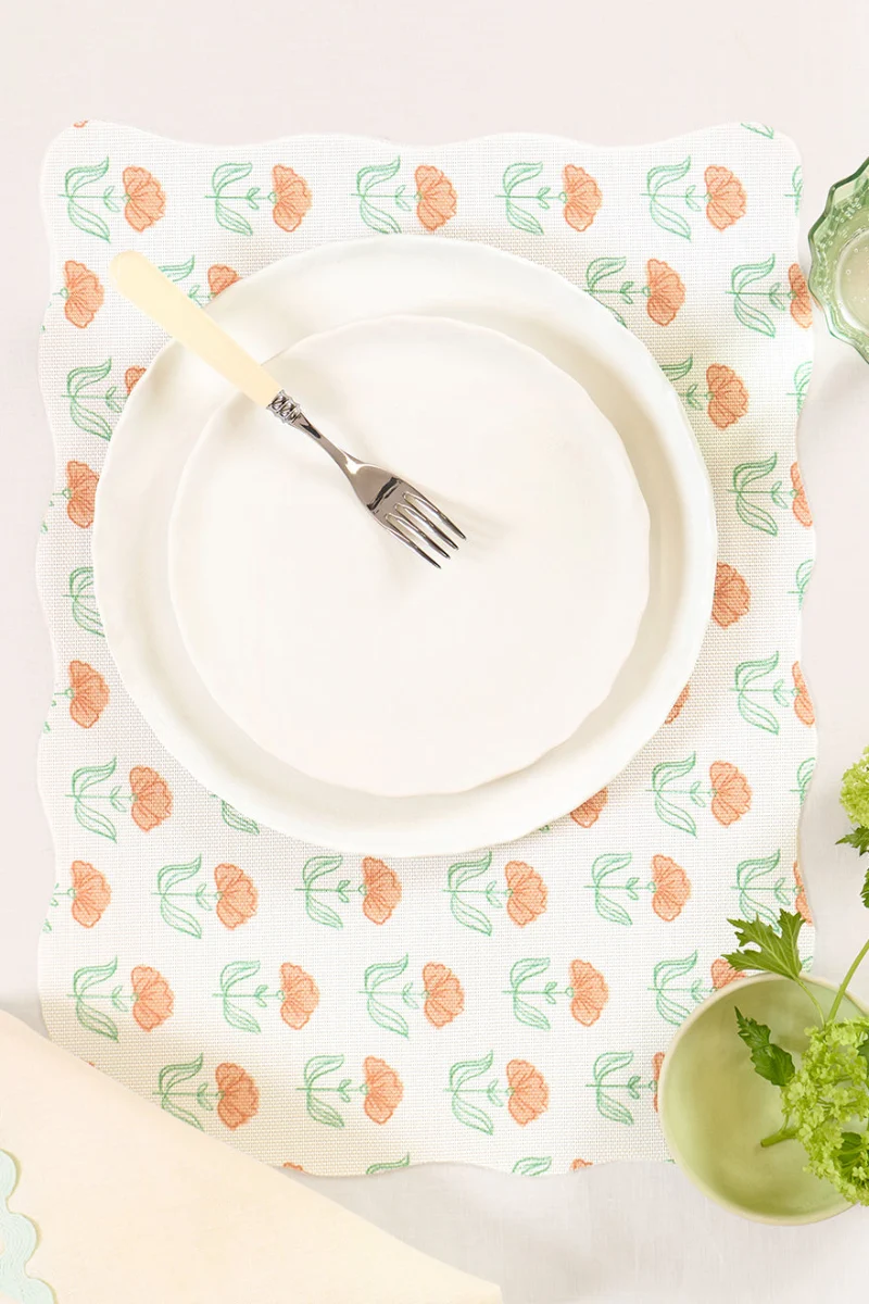 Chilewich x Meri Meri Jasmine Scallop Placemat 13.5"x18.5" Multi - Image 2