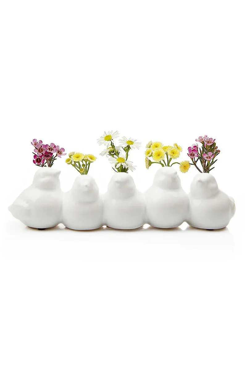 Chive Vase Siskin Birds White