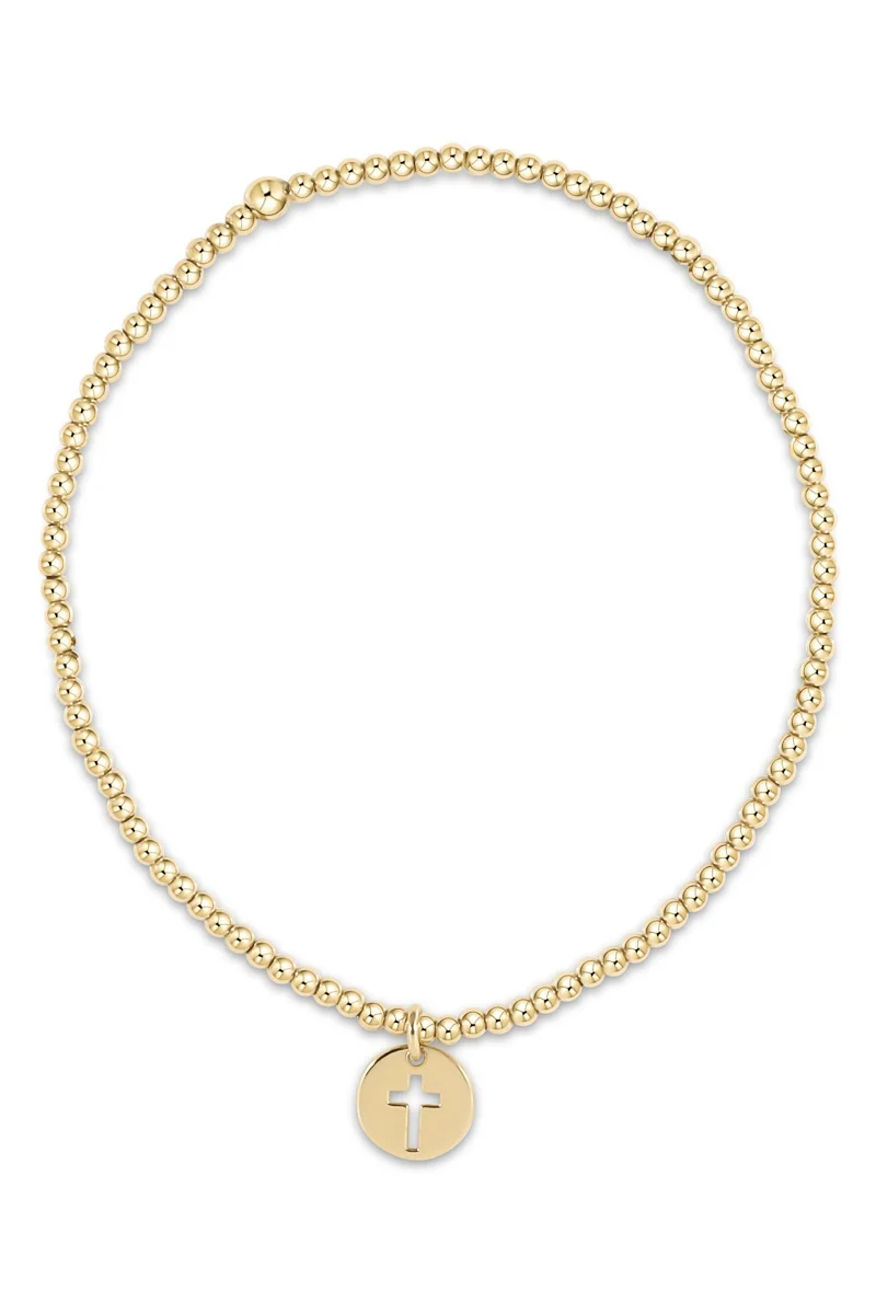 eNewton Classic Gold 2mm Bead Bracelet Blessed Small Gold Disc