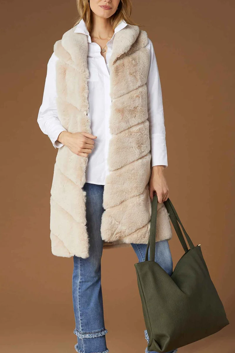 Clementine Faux Fur Vest Turtledove - Image 3