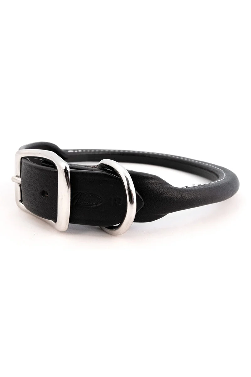 Auburn Rolled Leather Collar 12" Red