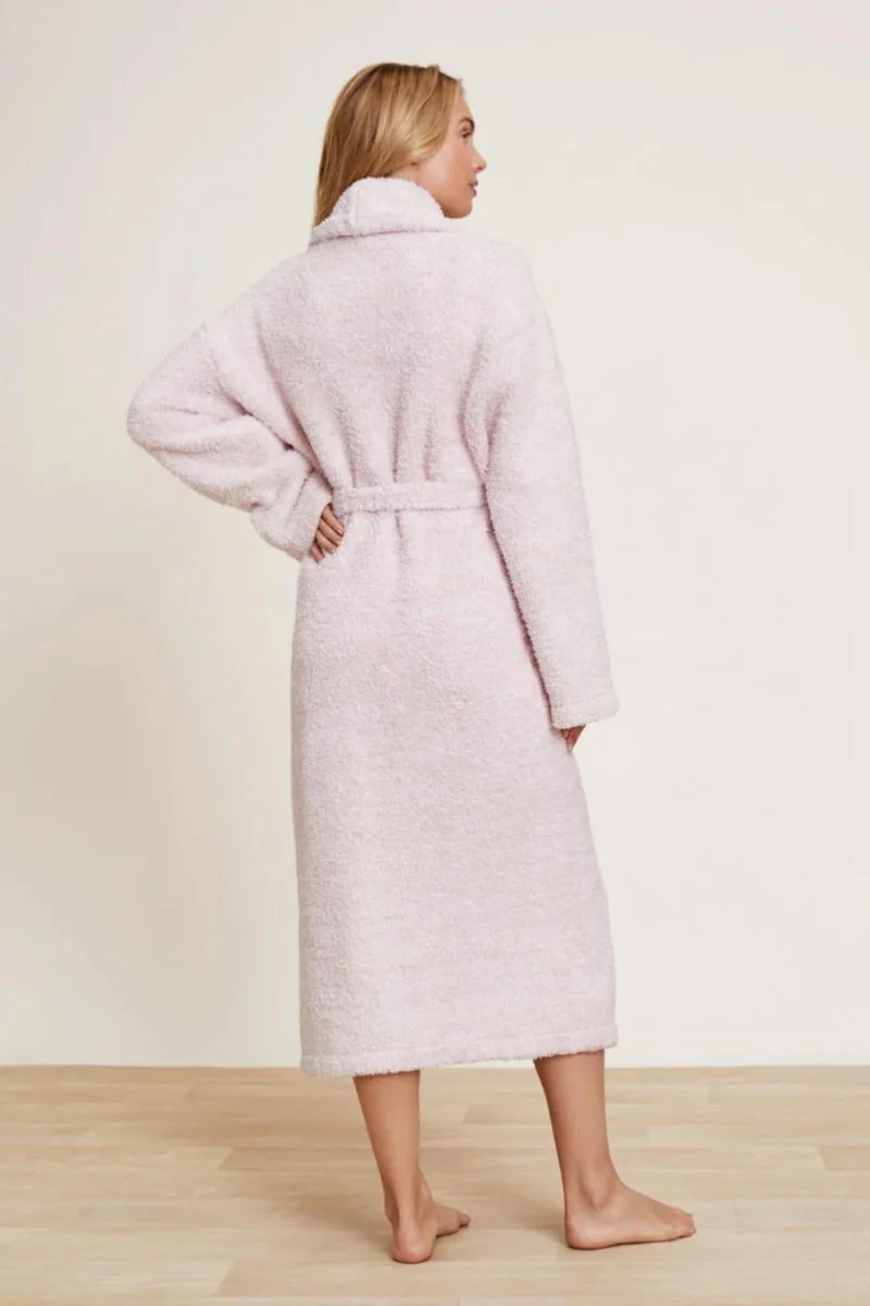 Barefoot Dreams CozyChic Adult Robe Size 2 Heather Dusty Rose/White - Image 3