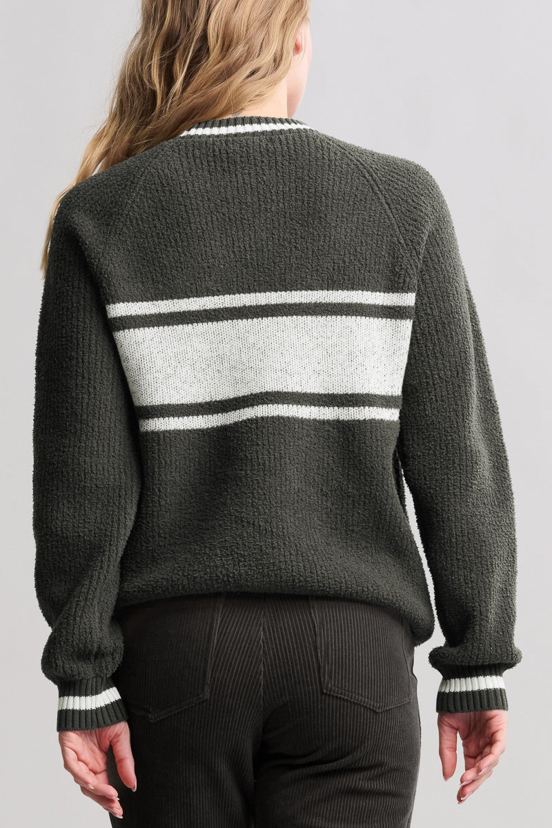 CozyChic Cotton Apres Pullover Dark Moss Cream 03 - Image 3