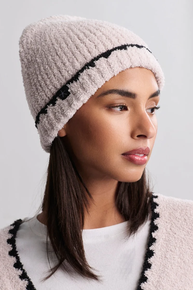 CozyChic Ribbed Blanket Stitch Beanie Stone - Image 2