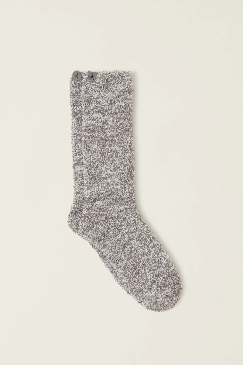 Barefoot Dreams CozyChic Heathered Socks S-M Charcoal White