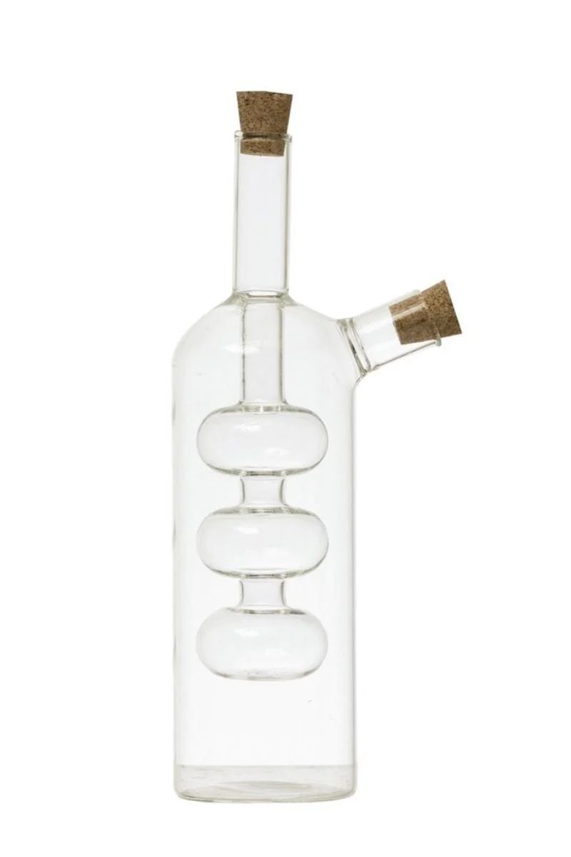 Oil and Vinegar Cruet Glass with Cork Stoppers