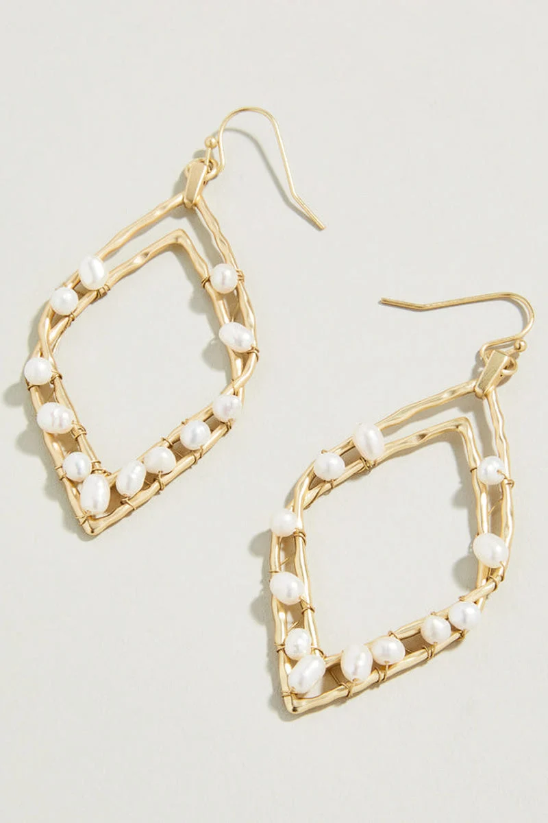 Spartina Deco Drama Beaded Pearl Earrings