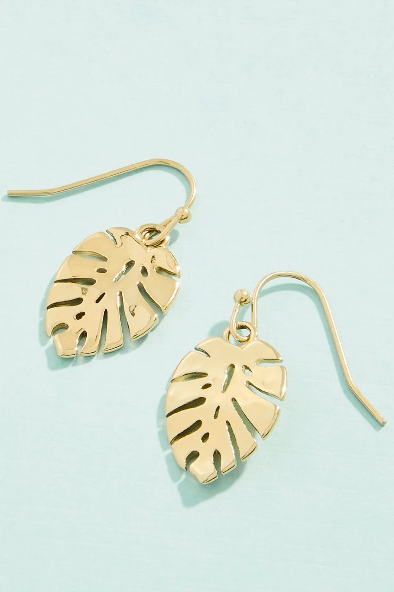 Spartina Splash Monstera Leaf Earrings Gold - Image 2