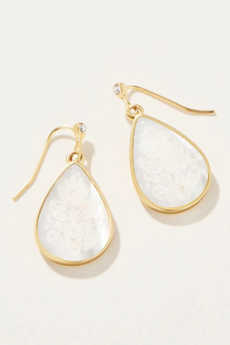 Spartina Willa Carved Mother of Pearl Earrings Gold - Image 2