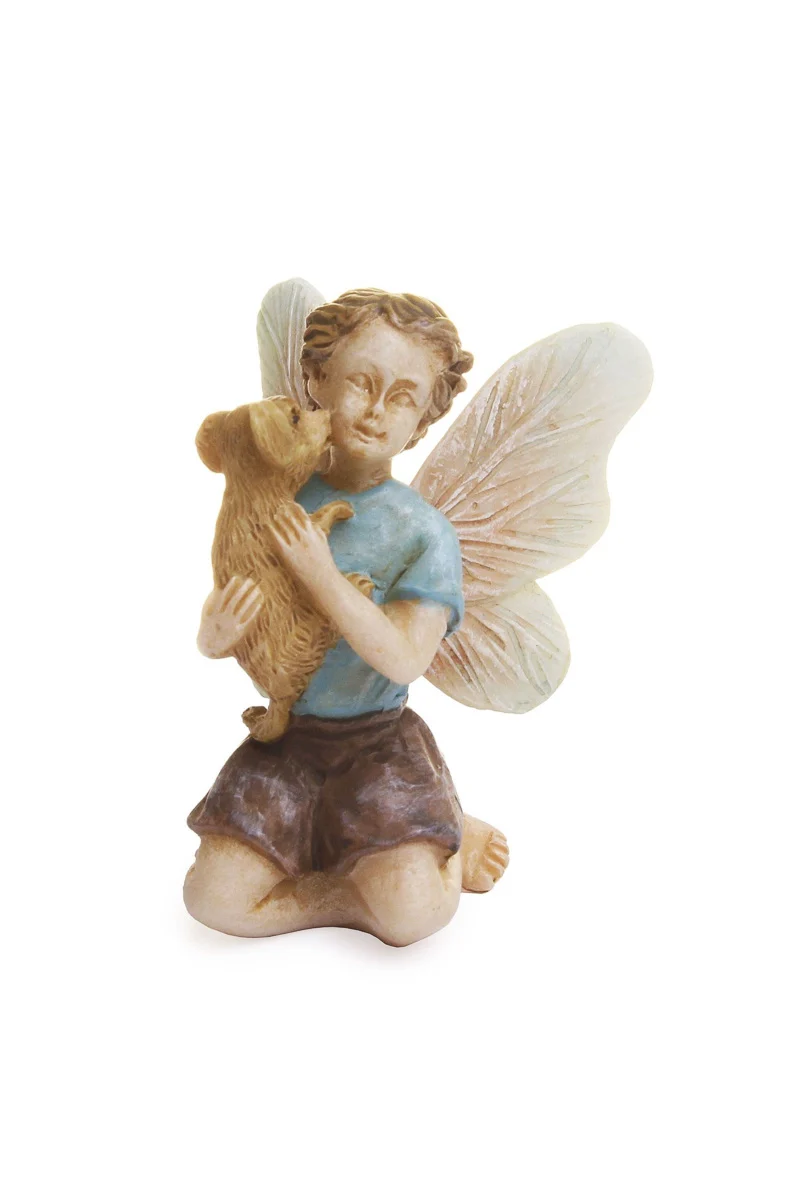 Miniature Garden Fairy Boy With Puppy