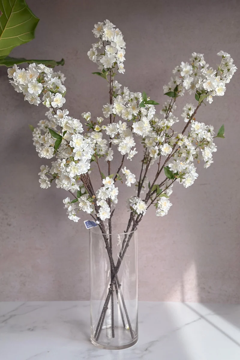 Faux Cherry Blossom Spray 36" Cream