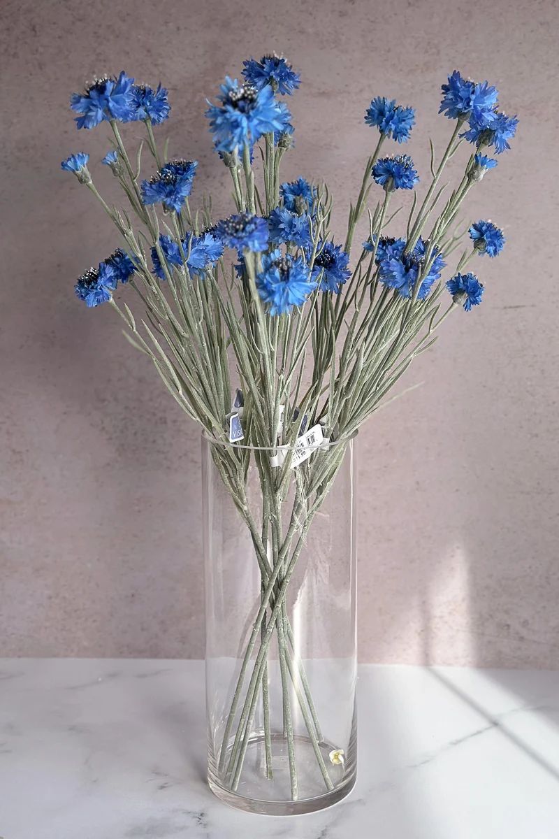 Faux Cornflower Spray 27.5" Blue