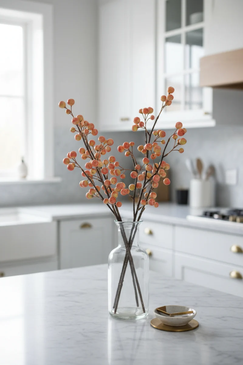 Faux Crabapple Spray 30.5": Orange