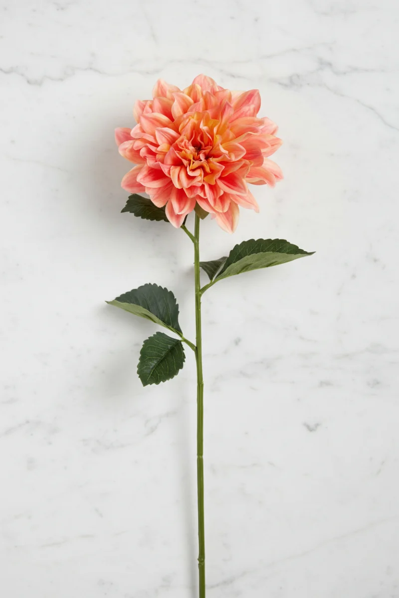 Faux Dahlia Spray 27" Two Tone Coral
