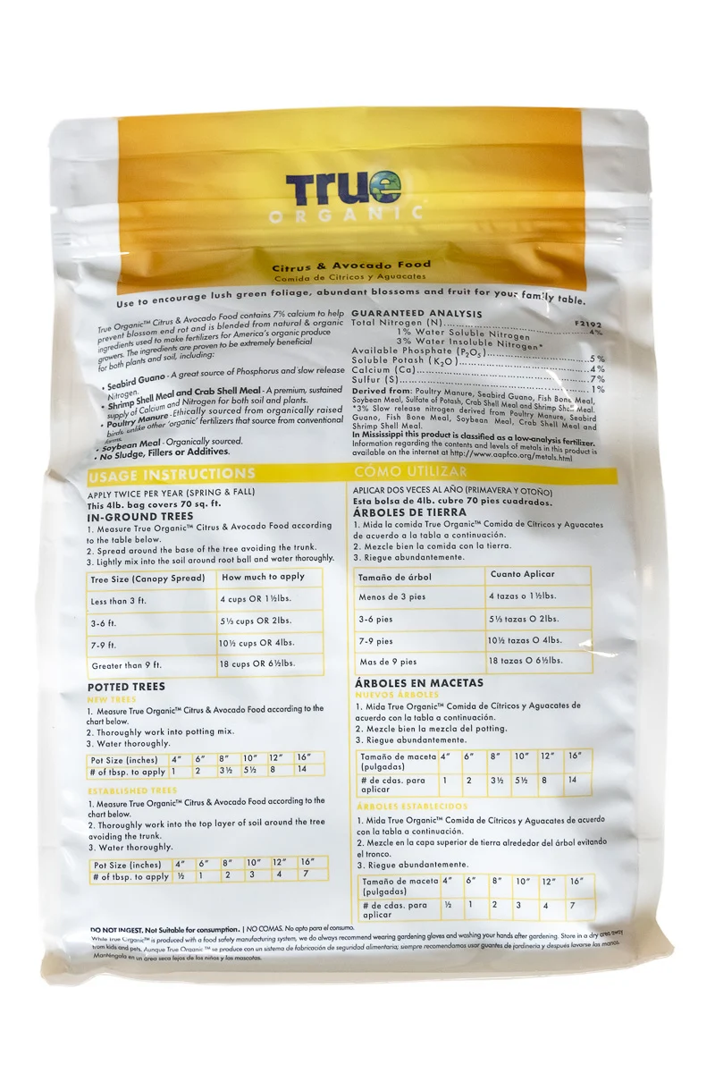 True Organic Citrus & Avocado Fertilizer Food 4 lb - Image 2