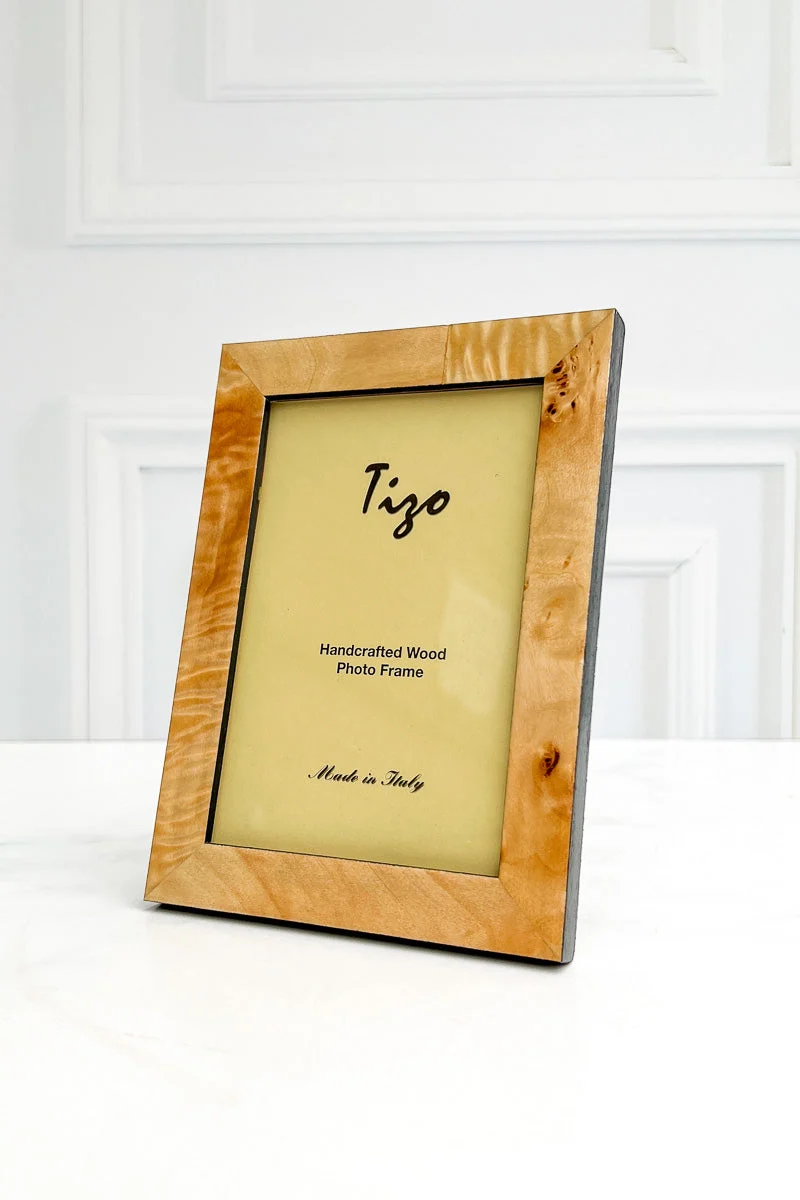 Tizo Narrow Burl Pattern Italian Wood Frame Natural 4x6