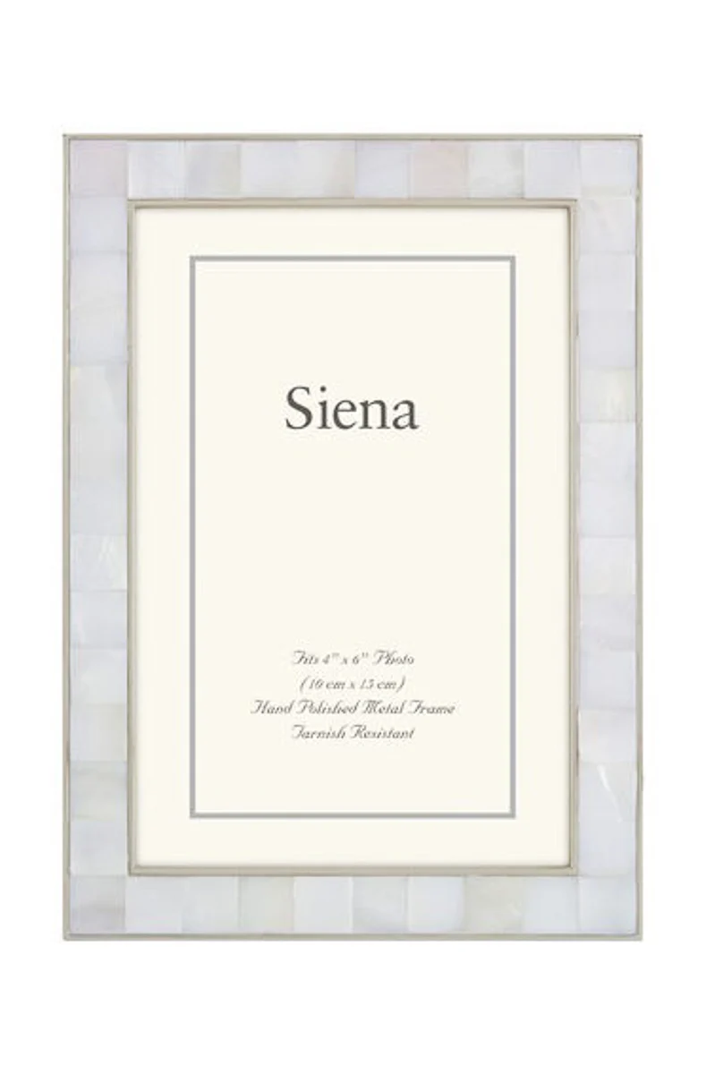 Siena Cast Silver Mother Of Pearl Silverplate Frame 4x6