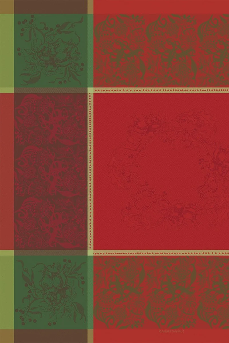 Garnier-Thiebaut Noel Fruite Tablecloth 69"x120" Rouge - Image 4