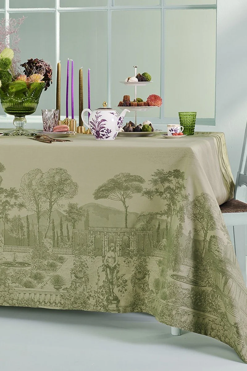 Garnier-Thiebaut Jardin Spirituel Tablecloth Olive - Image 2