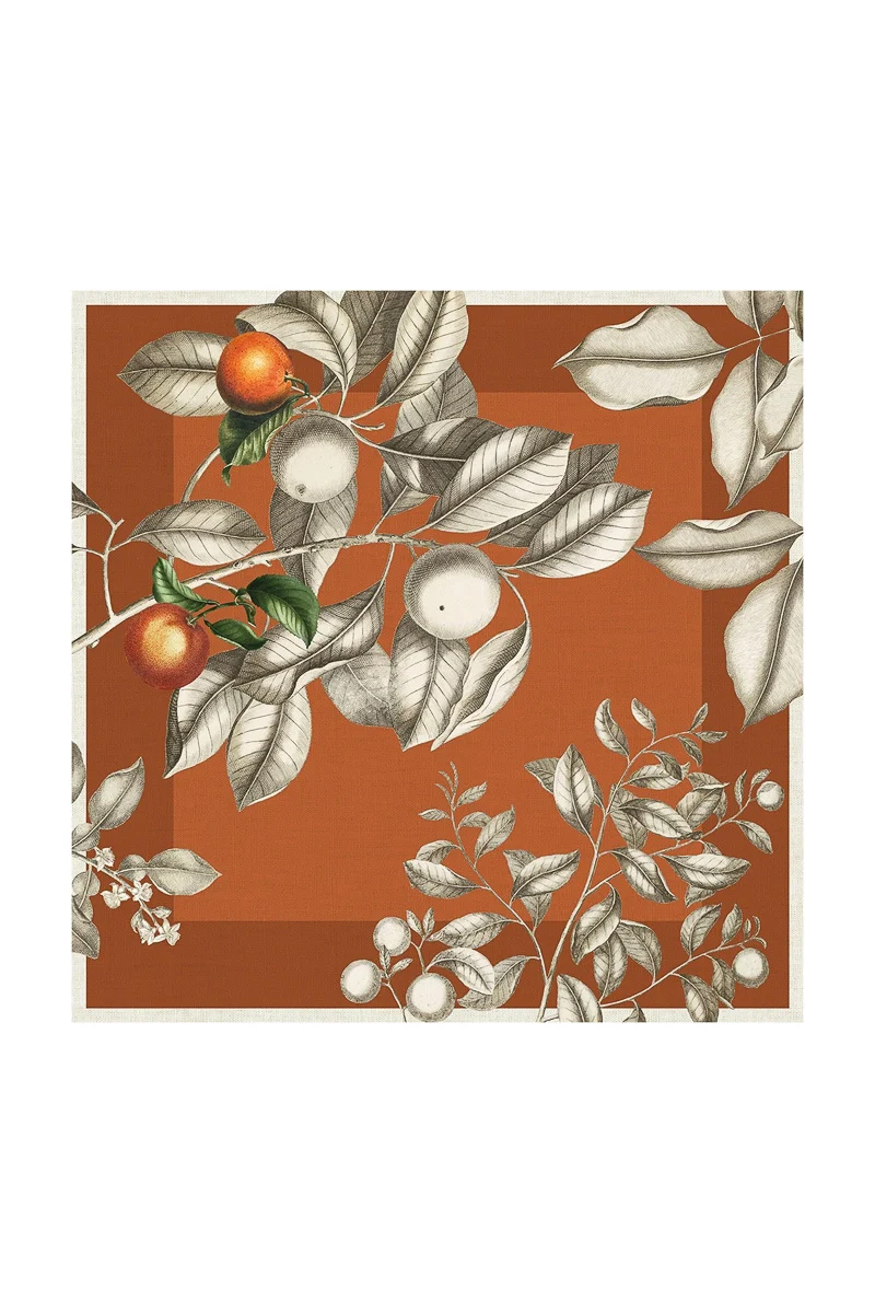 Garnier-Thiebaut Mandarines Napkin 18"x18" Rouille - Image 2
