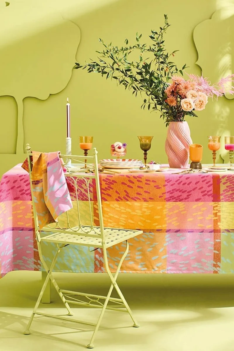 Garnier-Thiebaut Mille Sources Coated Tablecloth 69"x69" Berlingot - Image 2